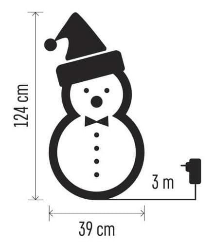 Bałwan świąteczny bożonarodzeniowy stojący 120 LED 124cm CW Timer DCFC01 Emos 230V IP20 2,8W Boże Narodzenie ozdoba świecąca dekoracja figurka na święta świąteczna elektryczna stroik bałwanek zimny biały