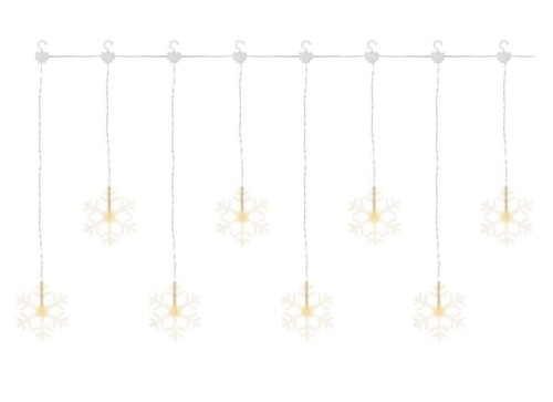 Kurtyna świetlna sople płatki śniegu śnieżynki świąteczna bożonarodzeniowa 8 LED 48x84cm WW DCGW06 Emos 230V IP44 0,6W Boże Narodzenie ozdoba świecąca dekoracja na święta świąteczna elektryczna stroik wiszący girlanda na okno śnieżki ciepły biały