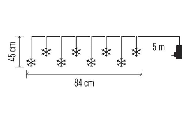Kurtyna świetlna sople płatki śniegu śnieżynki świąteczna bożonarodzeniowa 8 LED 48x84cm WW DCGW06 Emos 230V IP44 0,6W Boże Narodzenie ozdoba świecąca dekoracja na święta świąteczna elektryczna stroik wiszący girlanda na okno śnieżki ciepły biały