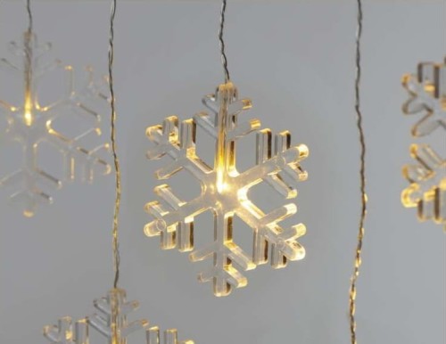Kurtyna świetlna sople płatki śniegu śnieżynki świąteczna bożonarodzeniowa 8 LED 48x84cm WW DCGW06 Emos 230V IP44 0,6W Boże Narodzenie ozdoba świecąca dekoracja na święta świąteczna elektryczna stroik wiszący girlanda na okno śnieżki ciepły biały