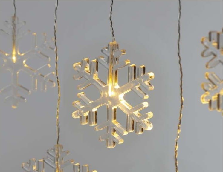 Kurtyna świetlna sople płatki śniegu śnieżynki świąteczna bożonarodzeniowa 8 LED 48x84cm WW DCGW06 Emos 230V IP44 0,6W Boże Narodzenie ozdoba świecąca dekoracja na święta świąteczna elektryczna stroik wiszący girlanda na okno śnieżki ciepły biały