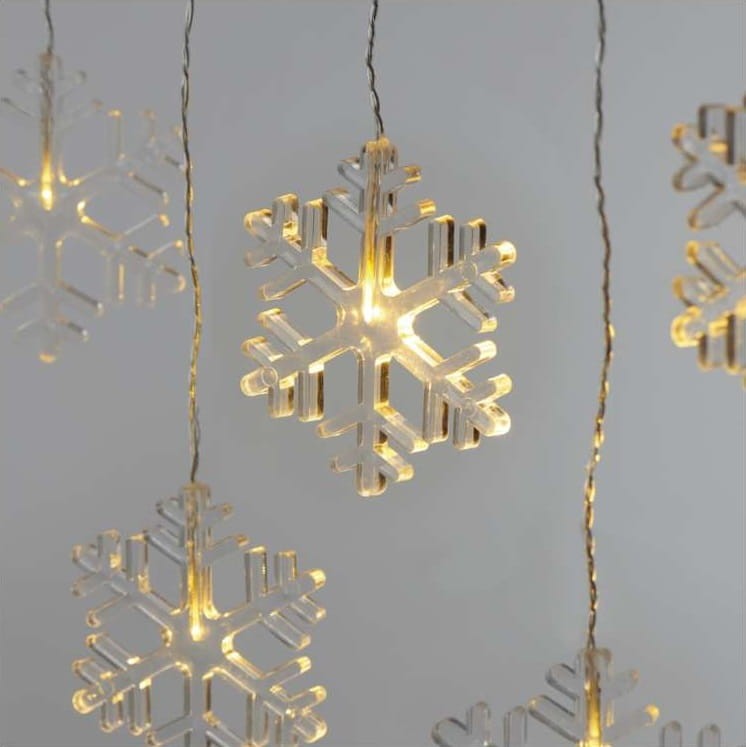 Kurtyna świetlna sople płatki śniegu śnieżynki świąteczna bożonarodzeniowa 8 LED 48x84cm WW DCGW06 Emos 230V IP44 0,6W Boże Narodzenie ozdoba świecąca dekoracja na święta świąteczna elektryczna stroik wiszący girlanda na okno śnieżki ciepły biały