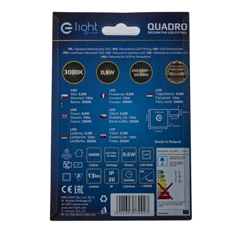 QUADRO Barwa Ciepła 3000K EKS0927 Eko-Light
