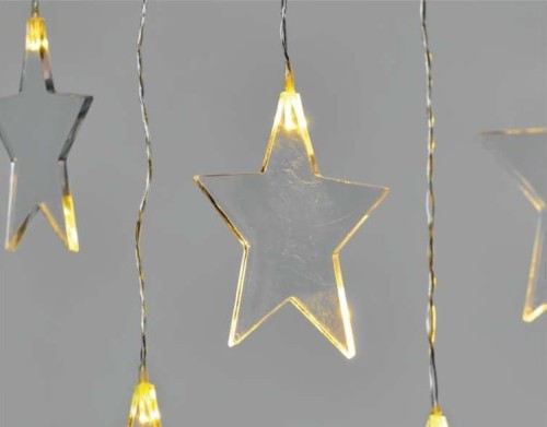 Kurtyna świetlna sople gwiazdki świąteczna bożonarodzeniowa 8 LED 45x84cm WW DCGW02 Emos 230V IP44 0,6W Boże Narodzenie ozdoba świecąca dekoracja na święta świąteczna elektryczna stroik wiszący girlanda na okno gwiazdy ciepły biały