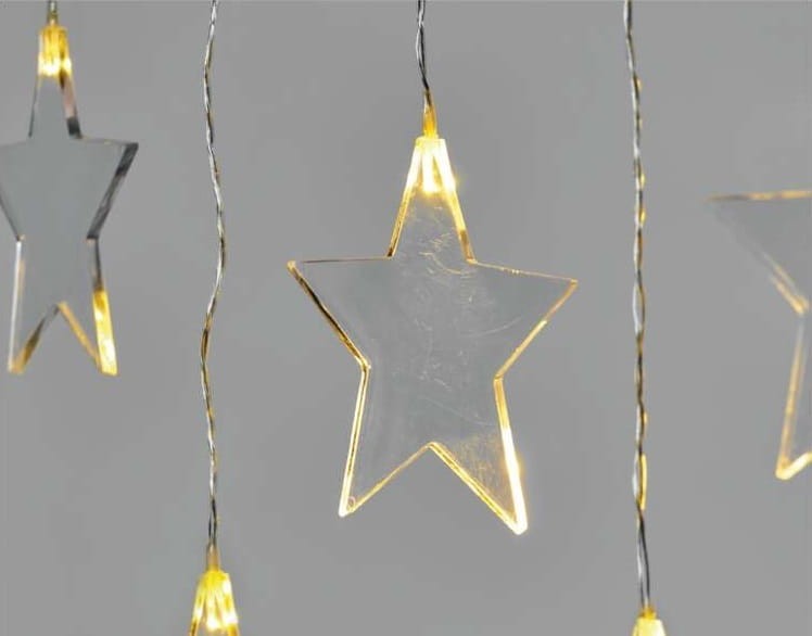 Kurtyna świetlna sople gwiazdki świąteczna bożonarodzeniowa 8 LED 45x84cm WW DCGW02 Emos 230V IP44 0,6W Boże Narodzenie ozdoba świecąca dekoracja na święta świąteczna elektryczna stroik wiszący girlanda na okno gwiazdy ciepły biały