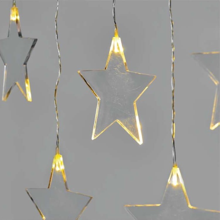 Kurtyna świetlna sople gwiazdki świąteczna bożonarodzeniowa 8 LED 45x84cm WW DCGW02 Emos 230V IP44 0,6W Boże Narodzenie ozdoba świecąca dekoracja na święta świąteczna elektryczna stroik wiszący girlanda na okno gwiazdy ciepły biały