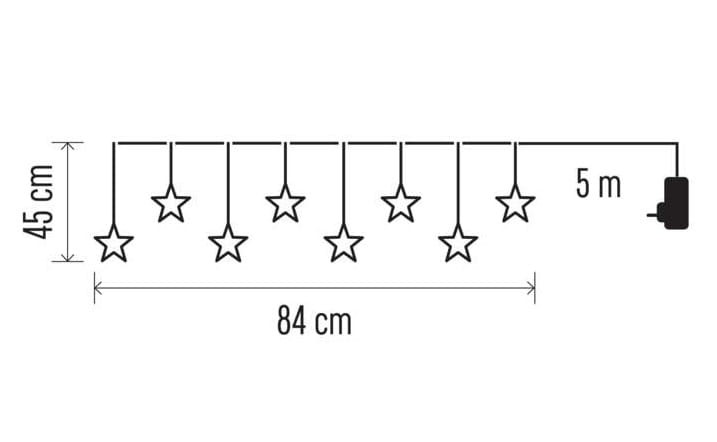 Kurtyna świetlna sople gwiazdki świąteczna bożonarodzeniowa 8 LED 45x84cm WW DCGW02 Emos 230V IP44 0,6W Boże Narodzenie ozdoba świecąca dekoracja na święta świąteczna elektryczna stroik wiszący girlanda na okno gwiazdy ciepły biały