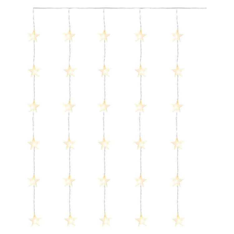 Kurtyna świetlna sople gwiazdki świąteczna bożonarodzeniowa migające 30 LED 120x90cm WW DCGW01 Emos timer 230V IP44 2,4W Boże Narodzenie ozdoba świecąca dekoracja na święta świąteczna elektryczna stroik wiszący girlanda na okno gwiazdy ciepły biały
