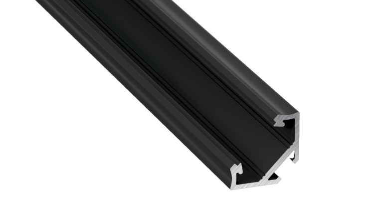Profil do LED Aluminiowy Narożny Czarny Typ C 1m + Klosz mleczny EKPR6350 Eko-Light