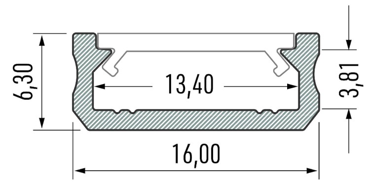Profil do LED Aluminiowy Biały Typ D 1m + Klosz mleczny (D Biały-1M) EKPR1058 Eko-Light