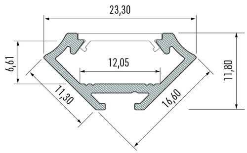 Profil do LED Aluminiowy Srebrny Typ C 2m + Klosz mleczny EKPR0101 Eko-Light