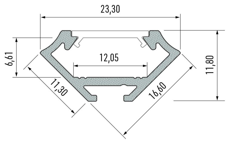 Profil do LED Aluminiowy Narożny Srebrny Typ C 1m + Klosz mleczny EKPR6511 Eko-Light
