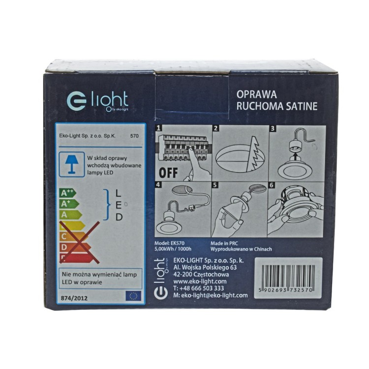 Oczko sufitowe okrągłe GU10 1X5W LED Satyna EKZ2570 Eko-Light