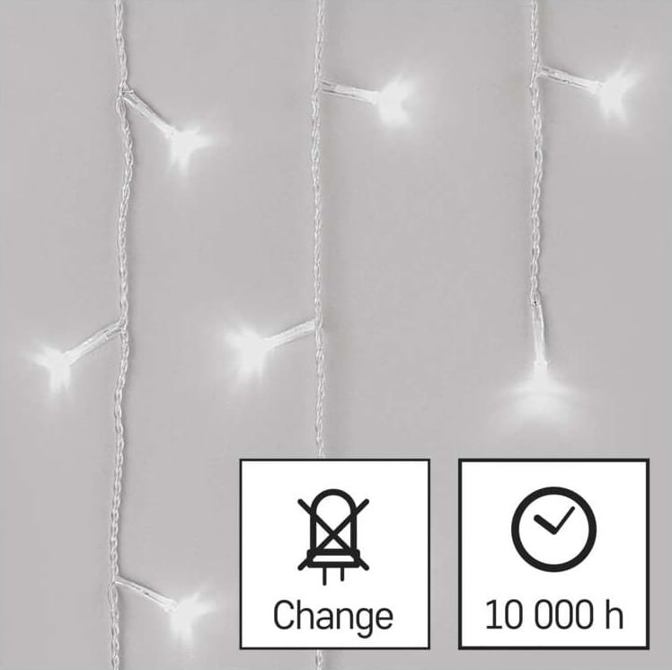 Kurtyna świetlna sople świąteczna bożonarodzeniowa migające 300 LED 5x0,7m CW D4CC02 Emos timer pilot 230V IP44 6W Boże Narodzenie ozdoba świecąca dekoracja na święta świąteczna elektryczna stroik wiszący girlanda na okno zimny biały