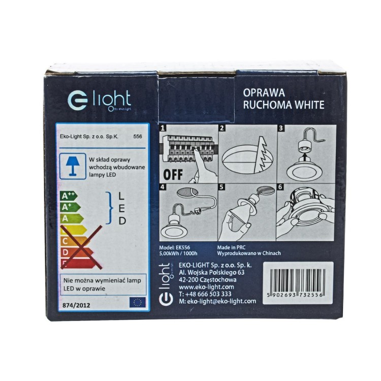 Oczko sufitowe okrągłe GU10 1X5W LED Białe EKZ2556 Eko-Light