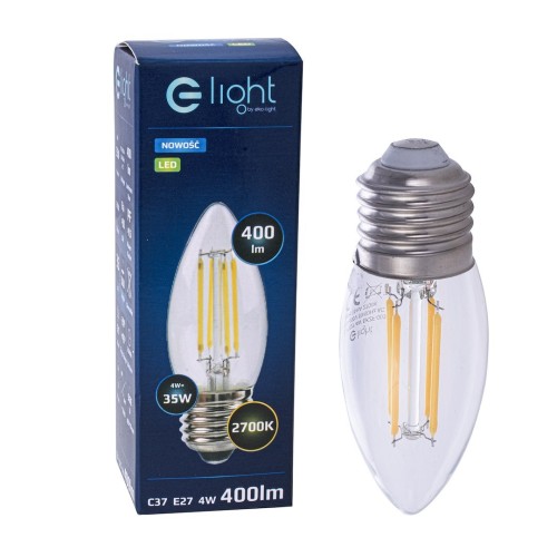 Żarówka Filamentowa LED 4W C37 E27 2700K EKZF003 Eko-Light