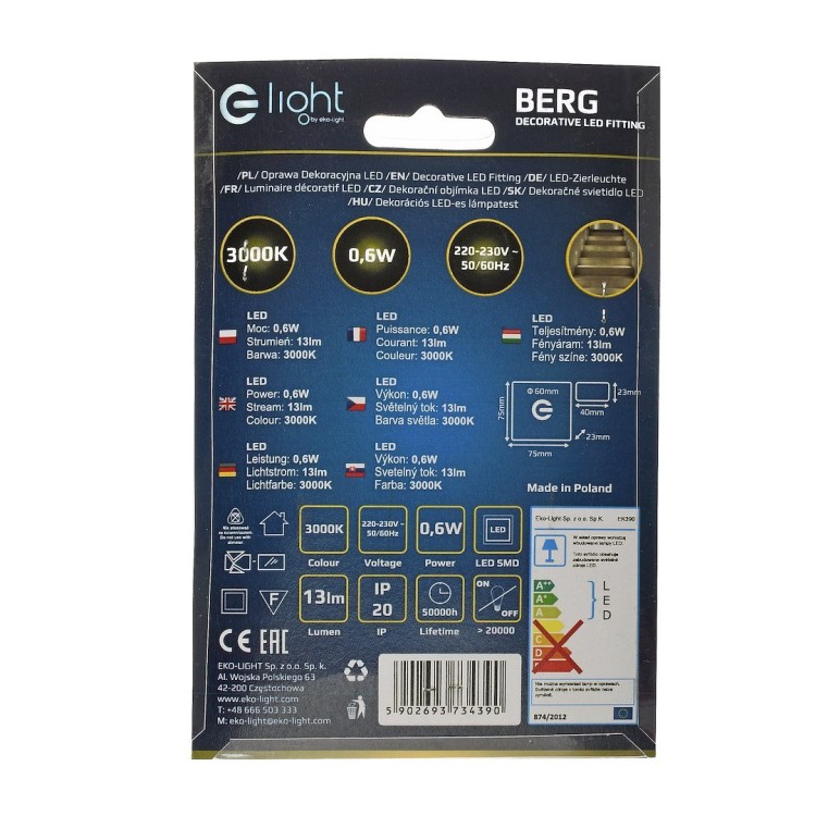 BERG Barwa Ciepła 3000K EKS4390 Eko-Light