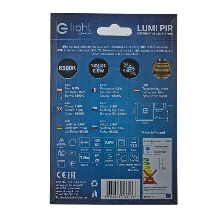 LUMI Barwa Zimma 6500K 12V z czujnikiem ruchu EKS3058 Eko-Light