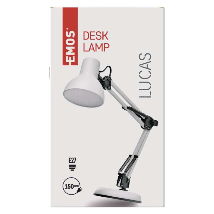 Lampa biurkowa LUCAS Z7609W Emos E27 48cm nowoczesna lampka składana regulowana Biała