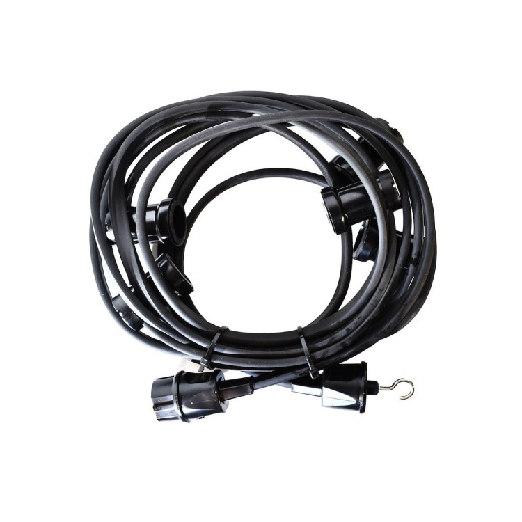 GIRLANDA PROFESJONALNA IP44 CZARNA 10M + HAK KOŃCOWY EKO1601 Eko-Light