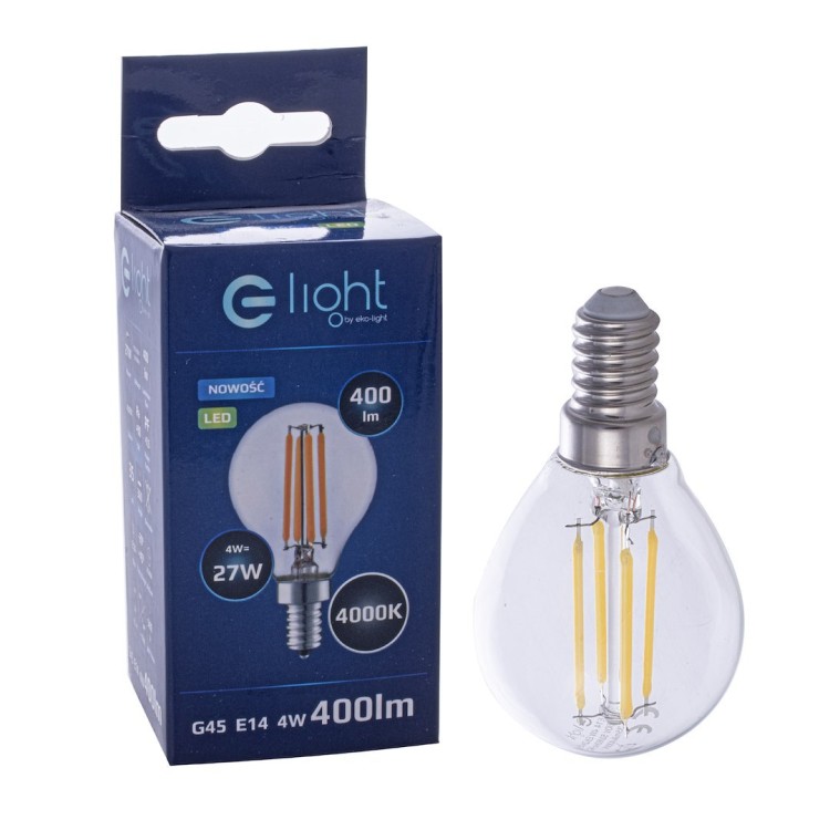 Żarówka Filamentowa LED 4W G45 E14 4000K EKZF380 Eko-Light