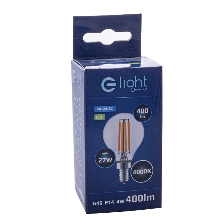 Żarówka Filamentowa LED 4W G45 E14 4000K EKZF380 Eko-Light