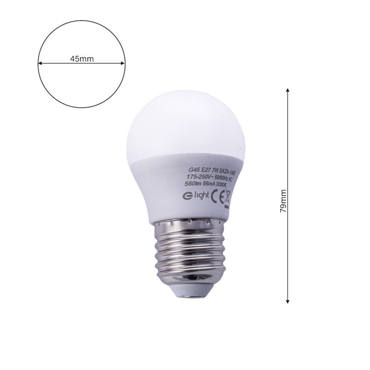 Żarówka LED 7W E27 G45. Barwa: Ciepła EKZA1465 Eko-Light