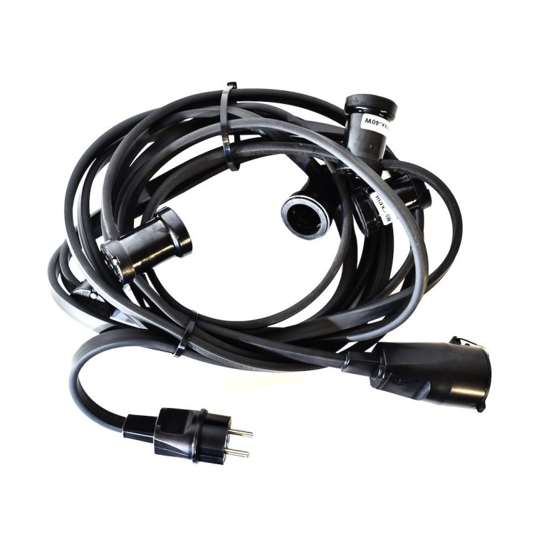 GIRLANDA PROFESJONALNA IP44 CZARNA 10M + GNIAZDO EKO1595 Eko-Light