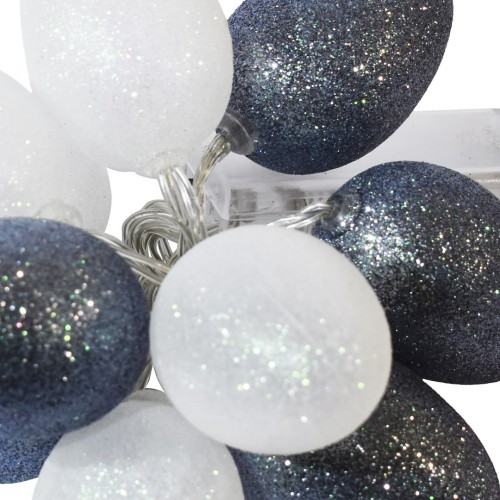 DUZE PLASTIKOWE JAJKA WIELKANOCNE LED Z BROKATEM BIAŁO-SZARE EKD3938 Eko-Light