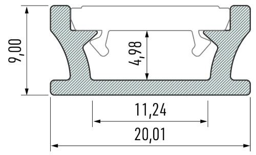 Profil do LED Aluminiowy Srebrny Typ T 2m + Klosz mleczny EKPR5381 Eko-Light