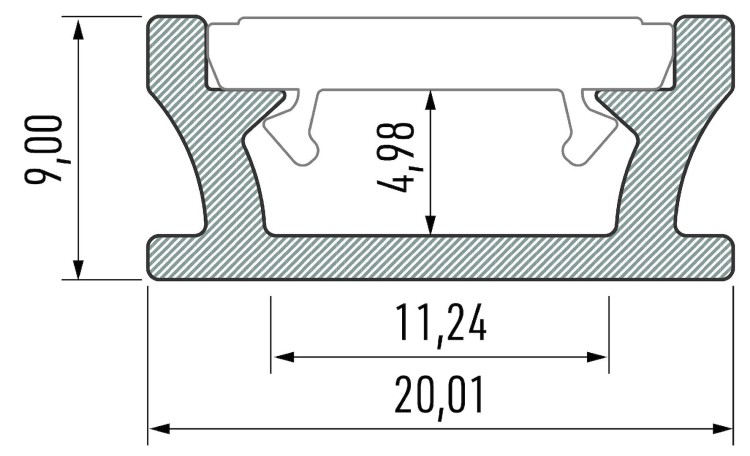 Profil do LED Aluminiowy Srebrny Typ T 2m + Klosz mleczny EKPR5381 Eko-Light