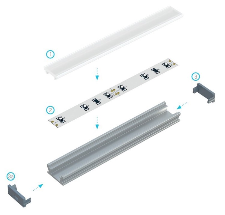 Profil do LED Aluminiowy Srebrny Typ T 2m + Klosz mleczny EKPR5381 Eko-Light