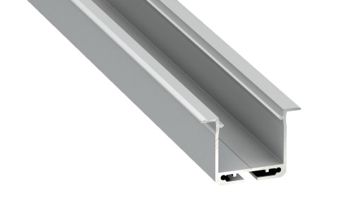 Profil do LED Aluminiowy Srebrny Typ K 2m + Klosz mleczny, Sprężyna montażowa
