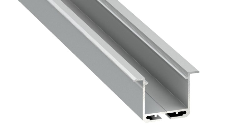 Profil do LED Aluminiowy Srebrny Typ K 2m + Klosz mleczny, Sprężyna montażowa