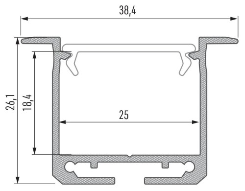 Profil do LED Aluminiowy Srebrny Typ K 2m + Klosz mleczny, Sprężyna montażowa