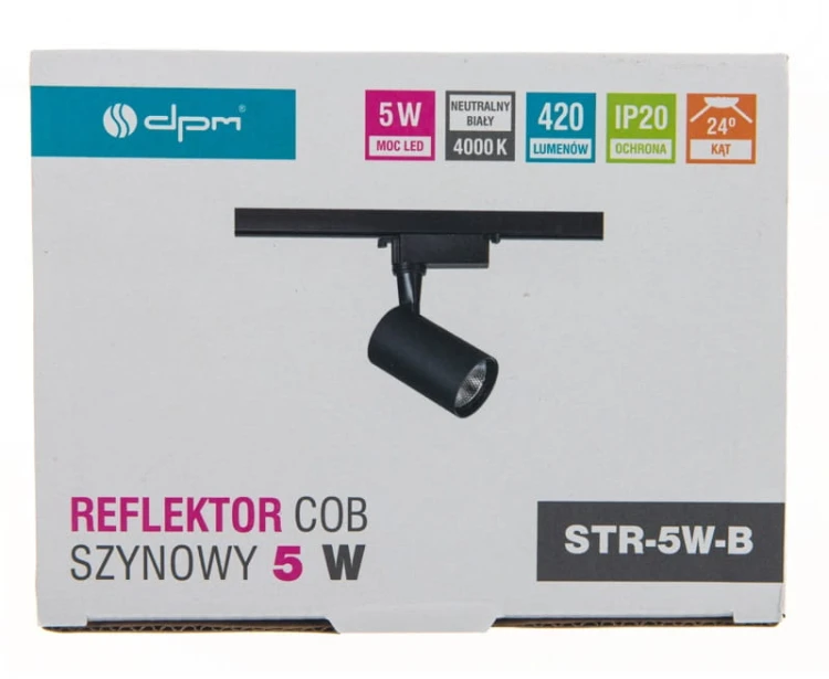 Lampa szynowa Reflektor szynowy COB 5W LED DPM 4000K Loft nowoczesna sufitowa ścienna oświetlenie szynowe 230V neutralna biała neutralny czarna
