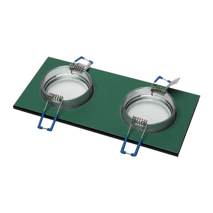 Oczko sufitowe szklane kwadratowe 2xGU10 Kolor: Srebrny EKOS919 Eko-Light