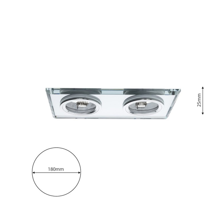 Oczko sufitowe szklane kwadratowe 2xGU10 Kolor: Srebrny EKOS919 Eko-Light