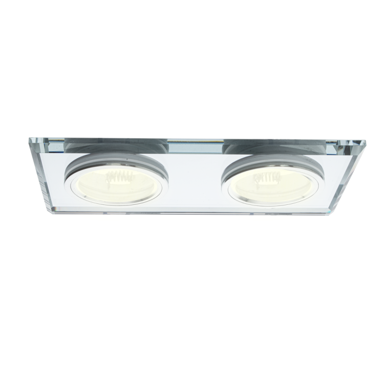 Oczko sufitowe szklane kwadratowe 2xGU10 Kolor: Srebrny EKOS919 Eko-Light