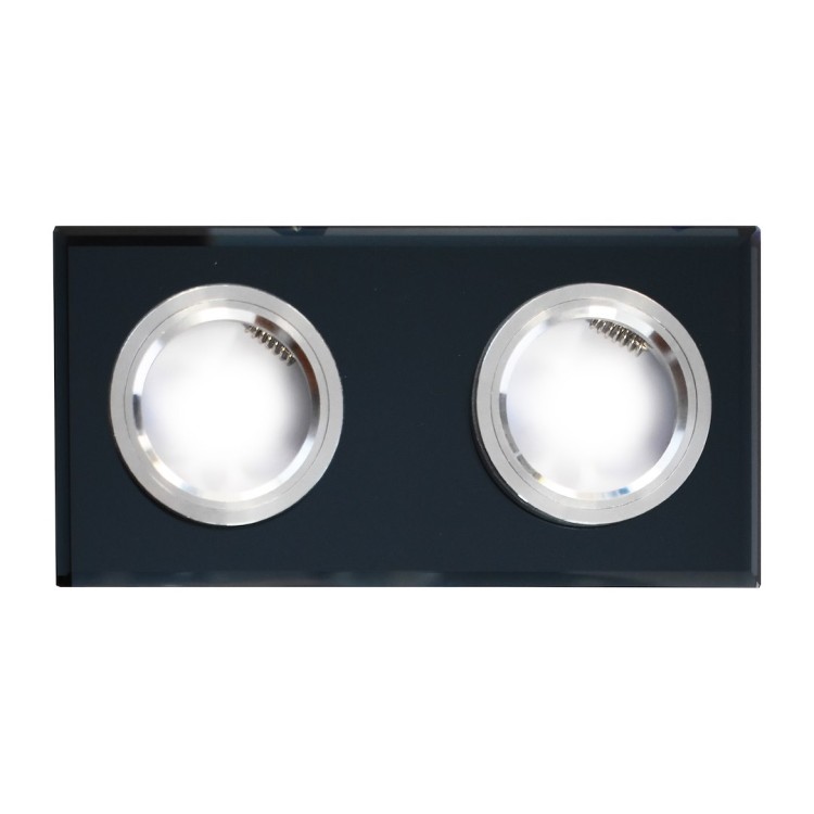 Oczko sufitowe szklane kwadratowe 2xGU10 Kolor: Czarny EKOS926 Eko-Light