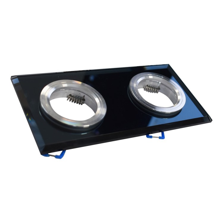 Oczko sufitowe szklane kwadratowe 2xGU10 Kolor: Czarny EKOS926 Eko-Light