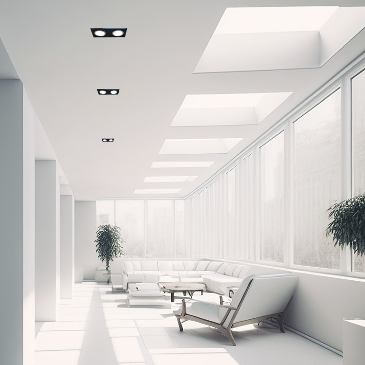 Oczko sufitowe szklane kwadratowe 2xGU10 Kolor: Czarny EKOS926 Eko-Light