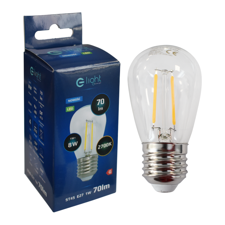 Żarówka Filamentowa LED 1W ST45 E27 2700K EKZF1050 Eko-Light