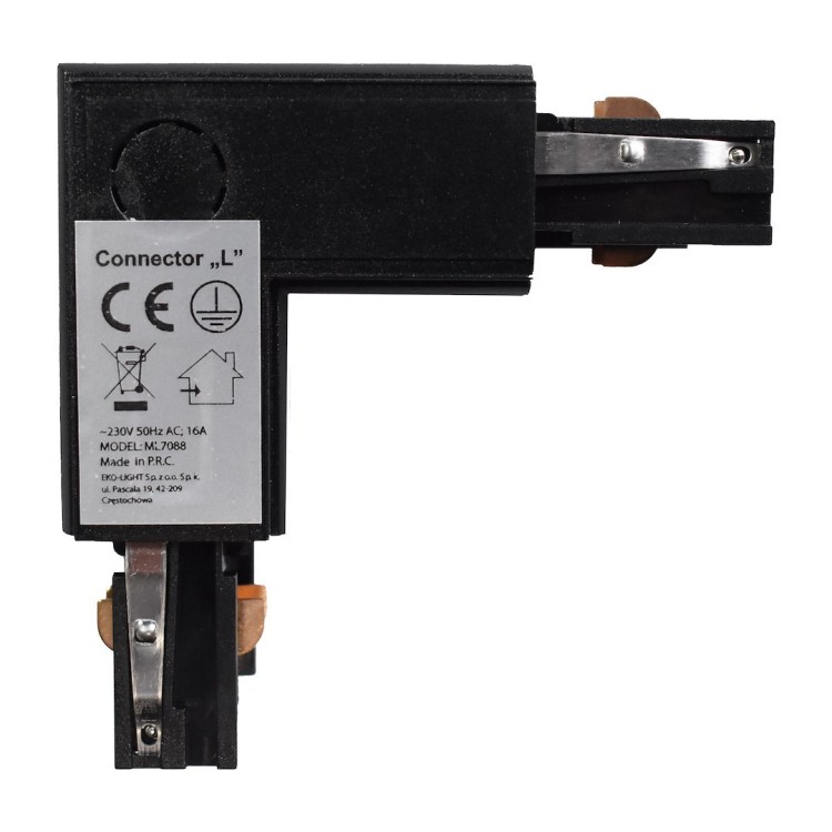 Łącznik Lampy Track Light Czarny 3-obwodowy Typ: LU ML7088 Eko-Light na Szynoprzewód 3F do szynoprzewodu
