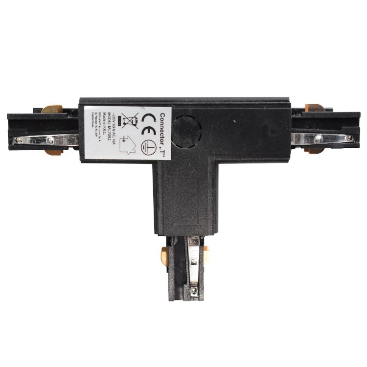 Łącznik Lampy Track Light Czarny 3-obwodowy Typ: T DR ML7092 Eko-Light na Szynoprzewód 3F do szynoprzewodu