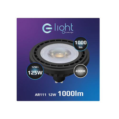 Żarówka LED 12W AR111 GU10 4000K/ Czarny AR8045 Eko-Light