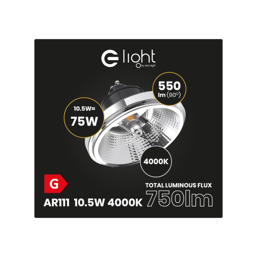ŻARÓWKA AR111 - 10,5W GU10 4000K/ Czarny z odbłyśnikiem AR8617 Eko-Light