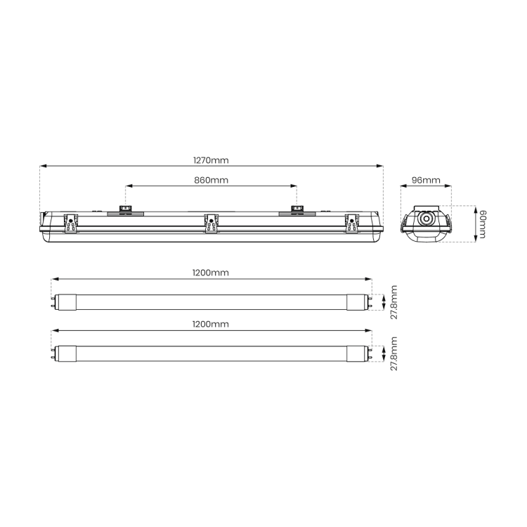 Zestaw Oprawa Hermetyczna 2x120cm + Odbłyśnik + 2x18W 4000K EKH9835 Eko-Light