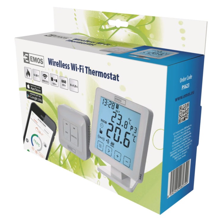 Termostat pokojowy bezprzewodowy SMART Wi-Fi P5623 Emos regulator temperatury sterownik sterowany telefonem smartfonem tabletem przez aplikację