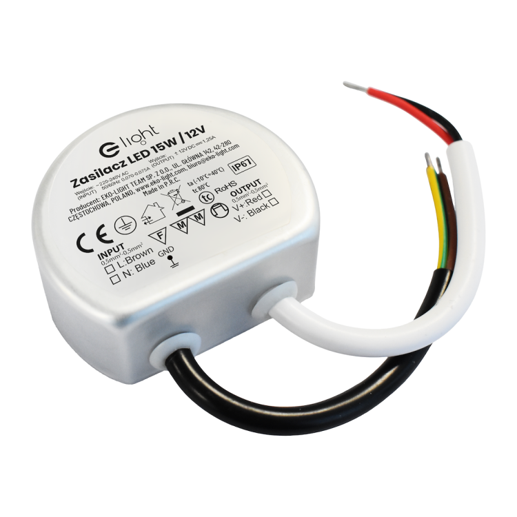 Zasilacz montażowy 15W IP65 EKZAS0235 Eko-Light